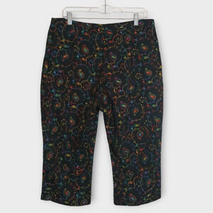 Coldwater Creek Pants Women 16 Petite Multicolor Embroidered Artsy Paisley Capri